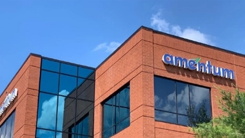 Amentum company signage on the exterior of an office building